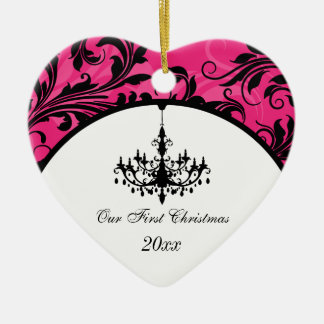 Adorno De Cerámica Candelabro rosa negro blanco pergamino 1 Navidades