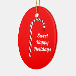 Adorno De Cerámica Candy Candy Sweet Happy Holidays Ornamet