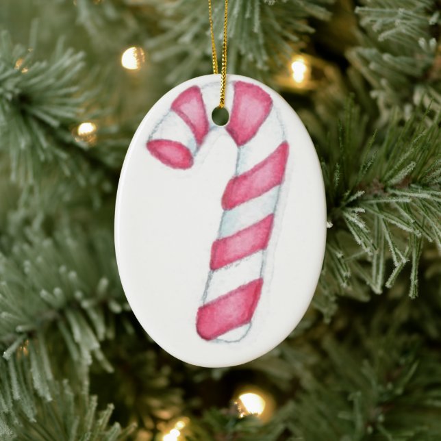 Adorno De Cerámica Candy Cane (Árbol)