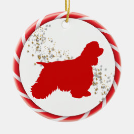 Adorno De Cerámica Candy Cane Border Cocker Spaniel