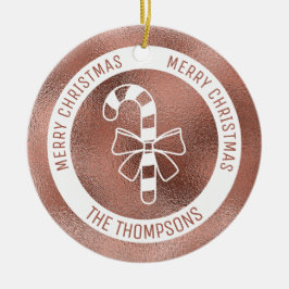 Adorno De Cerámica Candy Cane - Relieve metalizado dorado Rosa falso 