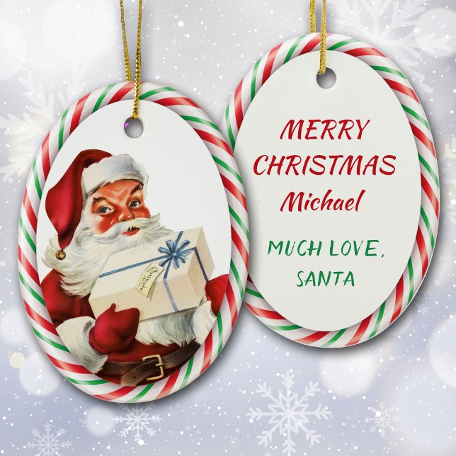 Adorno De Cerámica Candy Cane Santa Claus Personal (Subido por el creador)