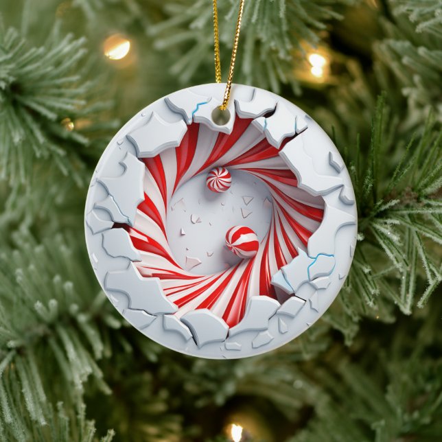 Adorno De Cerámica Candy Cane Vortex Peppermint Twist (Árbol)