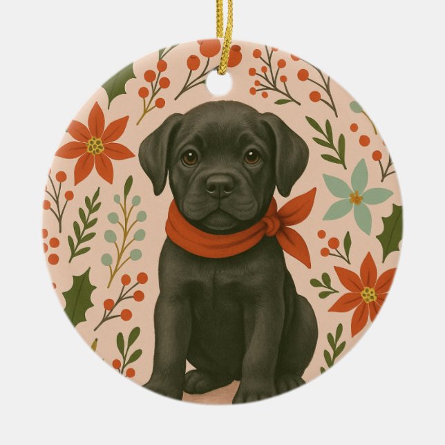 Adorno De Cerámica Cane Corso Navidad (Frente)