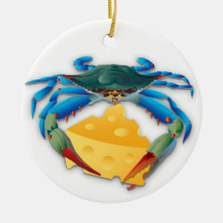 Adorno De Cerámica Cangrejo azul con queso