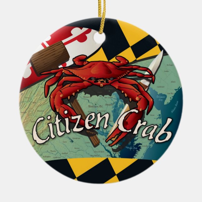 Adorno De Cerámica Cangrejo azul del ciudadano de Maryland (Frente)