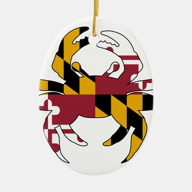 Adorno De Cerámica Cangrejo de la bandera de Maryland (Frente)