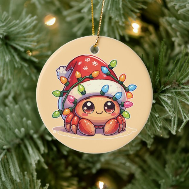 Adorno De Cerámica cangrejo ermitaño Feliz Navidad Invierno Animales  (Árbol)