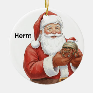 Adorno De Cerámica Cangrejo ermitaño personalizado con Santa
