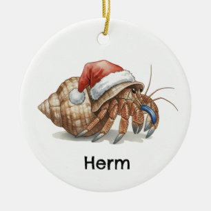 Adorno De Cerámica Cangrejo ermitaño personalizado en Navidad