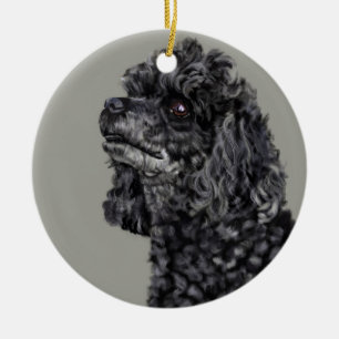 Adorno De Cerámica Caniche gris