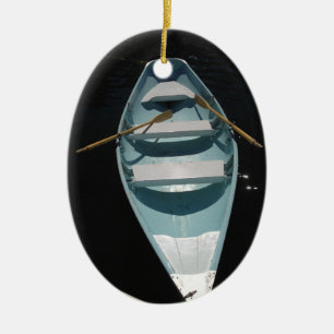 Adorno De Cerámica Canoa azul