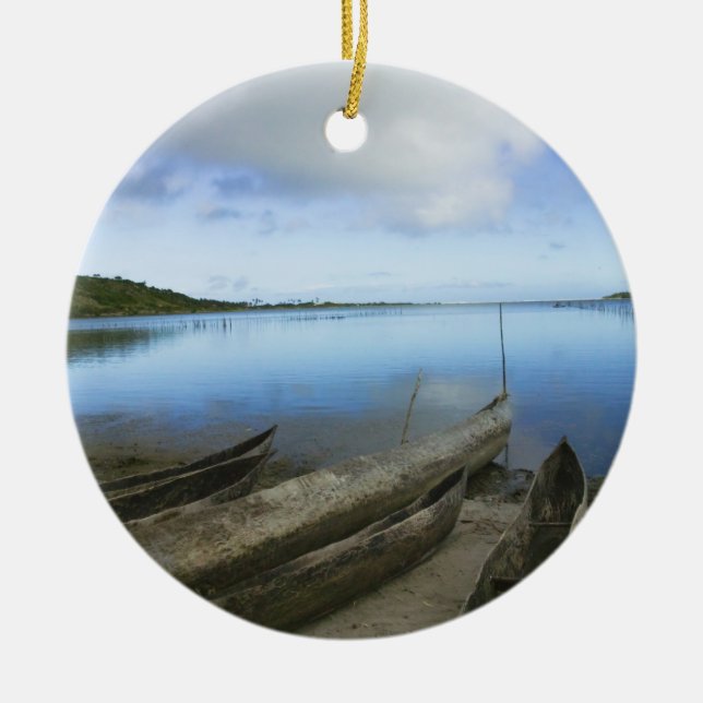 Adorno De Cerámica Canoas en la playa, Antananarivo, Madagascar (Frente)