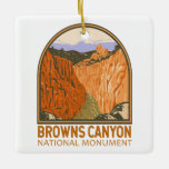 Adorno De Cerámica Cañón Browns Monumento Nacional Vintage Colorado<br><div class="desc">Diseño de arte vectorial del cañón Browns. El Cañón Browns es el destino más popular para practicar balseo en rápidos en el país,  y también es conocido por su pesca y senderismo.</div>