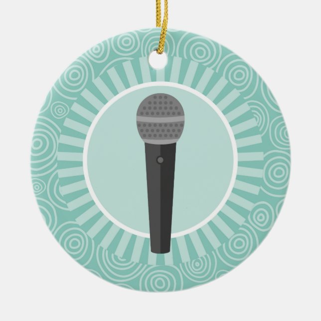 Adorno De Cerámica Cantante divertido cantante de Swirl turquesa (Frente)