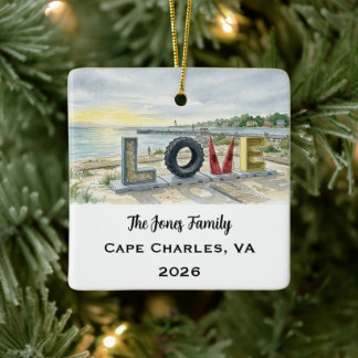 Adorno De Cerámica Cape Charles, Virginia Navidad Personalizada