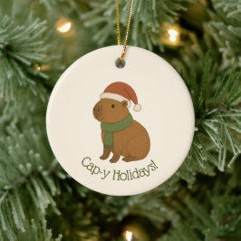 Adorno De Cerámica Capibara en Navidades