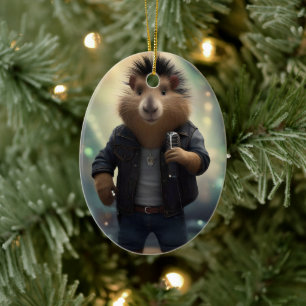 Adorno De Cerámica "Capibara Mohawk: ¡Sacudiendo el Río!"