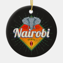 Adorno De Cerámica Capital de Nairobi Kenia Elephant Vintage Africa