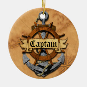 Adorno De Cerámica Capitán Anchor y rueda