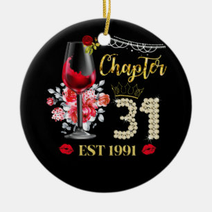 Adorno De Cerámica Capítulo 31 Años EST 1991 31º cumpleaños Rosa Roja
