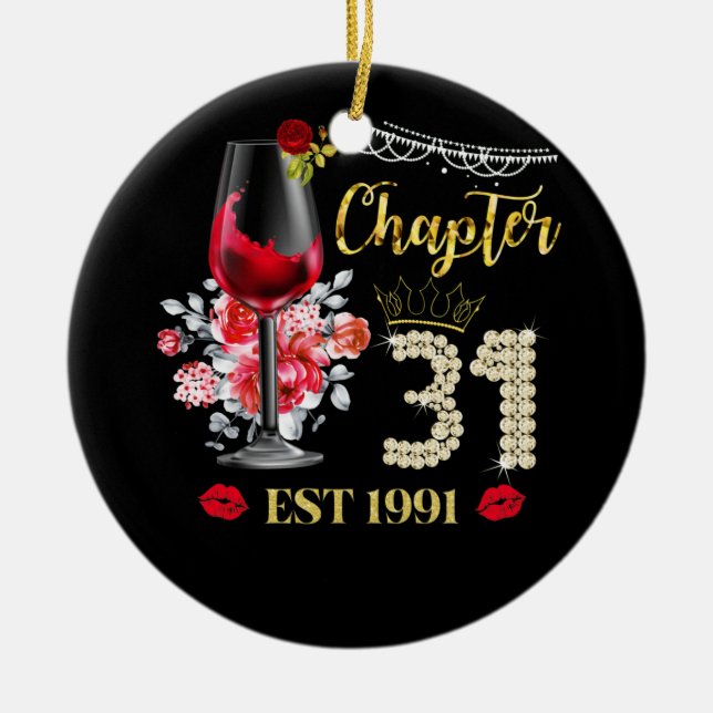 Adorno De Cerámica Capítulo 31 Años EST 1991 31º cumpleaños Rosa Roja (Frente)