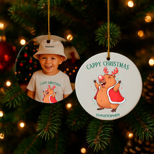 Adorno De Cerámica Cappy Navidad Capybara Divertido Foto y Nombre Per