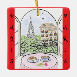 Adorno De Cerámica Caprichoso París y Torre Eiffel Francesa