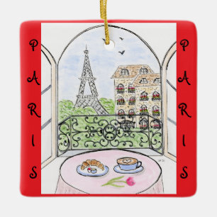 Adorno De Cerámica Caprichoso París y Torre Eiffel Francesa