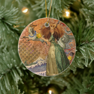 Adorno De Cerámica Capricorn Mujer Goat Whimsical Fun