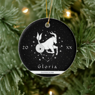 Adorno De Cerámica Capricornio Zodiac Rótulo Horóscopo Nombre Año