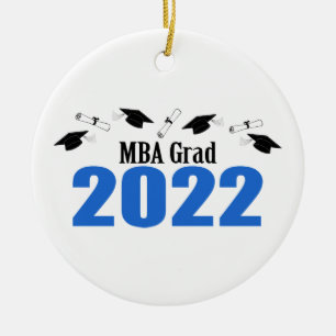 Adorno De Cerámica Caps Y Diplomas (Azul) De Grado MBA 2022