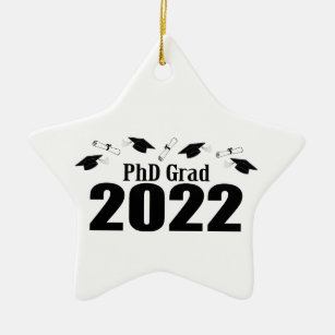 Adorno De Cerámica Caps Y Diplomas (Negro) De Grado PhD 2022
