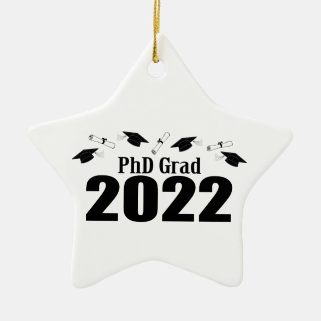 Adorno De Cerámica Caps Y Diplomas (Negro) De Grado PhD 2022 (Frente)