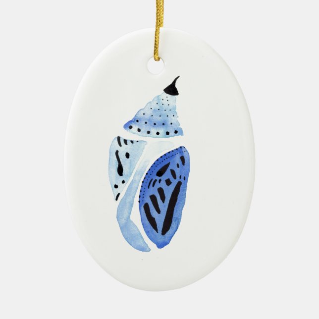 Adorno De Cerámica Capullo azul de la mariposa (Frente)
