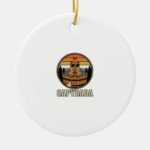 Adorno De Cerámica Capydada Capybara Papá Diseño Vector Retro Bañera