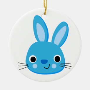 Adorno De Cerámica Cara azul linda del conejo de conejito