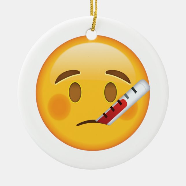 Adorno De Cerámica Cara con termómetro - Emoji (Frente)