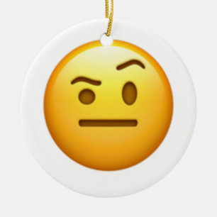 Adorno De Cerámica Cara con una ceja elevada - Emoji