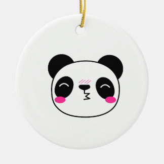 Adorno De Cerámica Cara de beso de panda sonrojado tímido