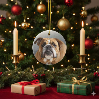 Adorno De Cerámica Cara de Bulldog - Bulldog Inglés, Marrón