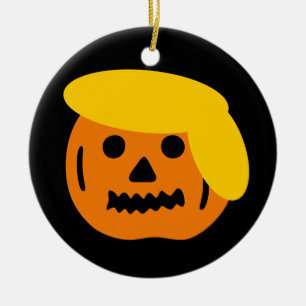 Adorno De Cerámica Cara de calabaza de Donald Trump en Halloween