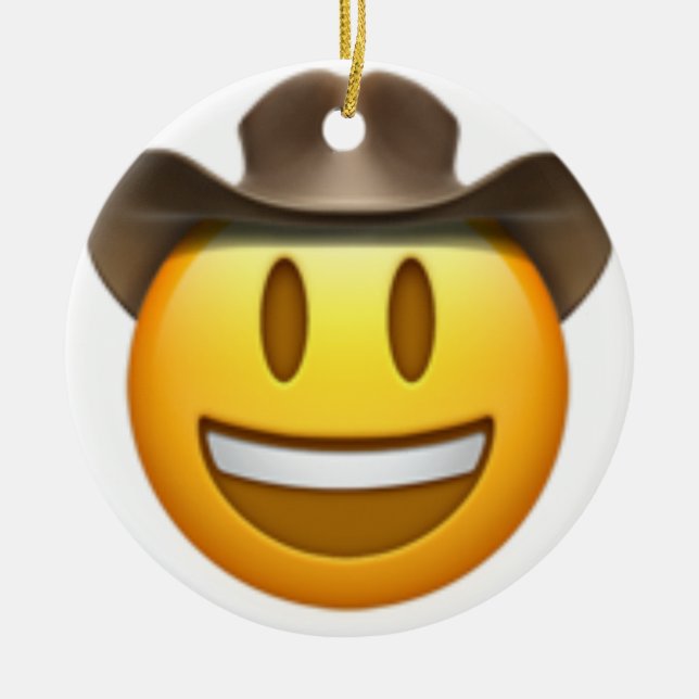 Adorno De Cerámica Cara de emoji de vaquero (Frente)
