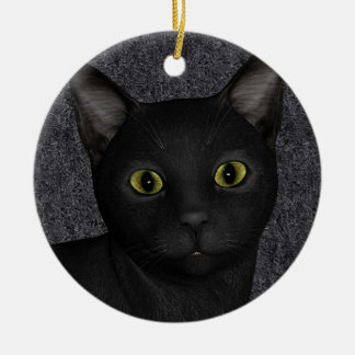 Adorno De Cerámica Cara de gato negro