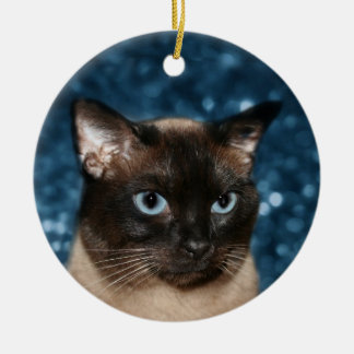 Adorno De Cerámica Cara de gato siamesa