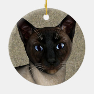 Adorno De Cerámica Cara de gato siamesa