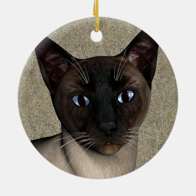 Adorno De Cerámica Cara de gato siamesa (Atrás)