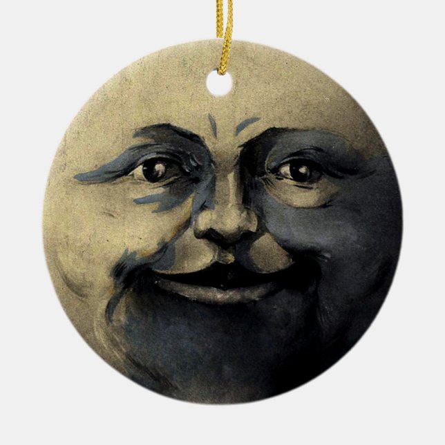Adorno De Cerámica Cara de la luna mágica antigua (Frente)