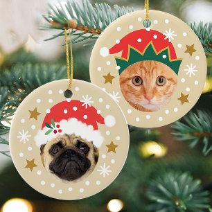 Adorno De Cerámica Cara de Navidad Caprichosa en Agujero 2 Fotos de M