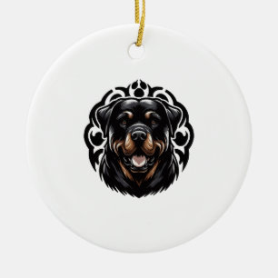 Adorno De Cerámica Cara de perro Rottweiler